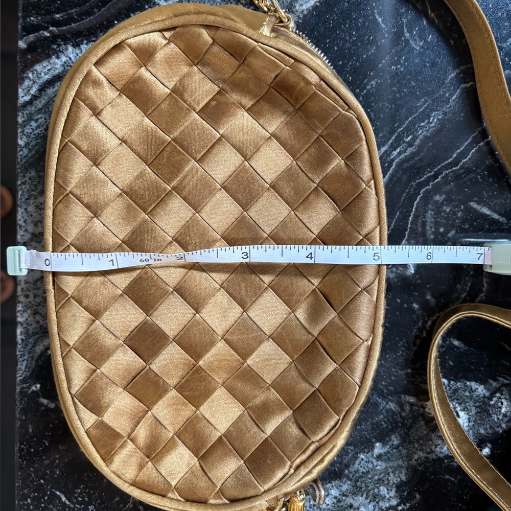 Bottega Veneta Woven Cloth Crossbody Vintage Purse Gold - Picture 7 of 8